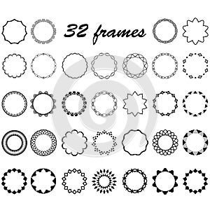 Vector set of round and circular empty frames for decoration