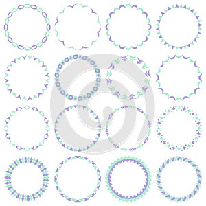 Vector set of round frames in delicate pastel shades