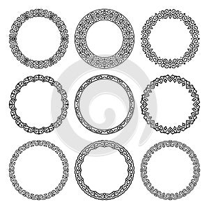 Vector set of round frames in oriental motifs