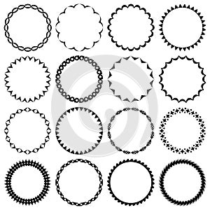 Vector set of round frames with simple geometric patterns