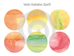 Vector set of round Vector set of round watercolor backgrounds in warm colors