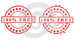 Simple Vector Set 2 Rust Red Circle Rubber Stamp, 100 Percent or % Free