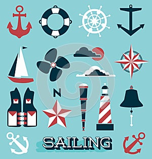 Vector Set: Sailing Icons and Labels