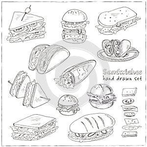 Vector Set of sandwiches