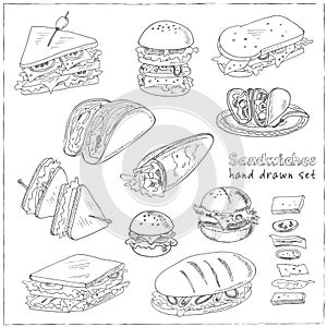 Vector Set of sandwiches photo