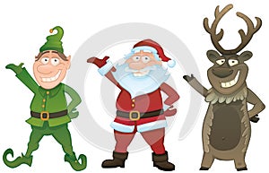 Vector Set with Santa, Elf and Rudolph