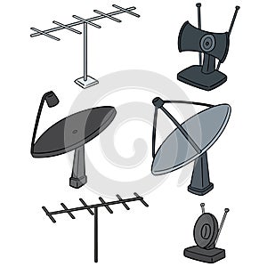 Vector set of satellite dish and antenna