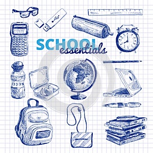 Vector set of school items