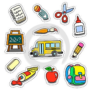 Vector set of school stickers