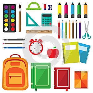 Vector set of school supplies