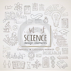 Vector set of science design elements and icons.