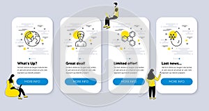 Vector Set of Science icons related to Medical mask, Chemical formula and Electricity. Vector