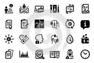 Vector Set of Science icons related to Multichannel, No alcohol and Blood and saliva test. Vector