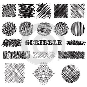 Vector set of scribble brushes. Collection of ink lines, set of hand drawn textures photo