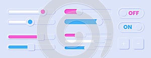 Vector set of scroll bars, volume or brightness sliders for website or web page
