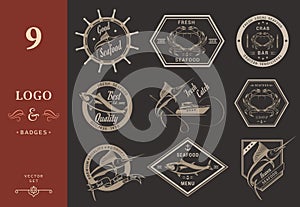 Vector Set of Seafood Labels and Badges