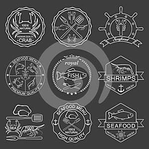 Vector set of seafood labels