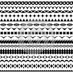 Vector set of seamless brushes with geometric patterns