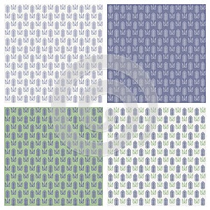 Vector set of seamless lavender patterns.