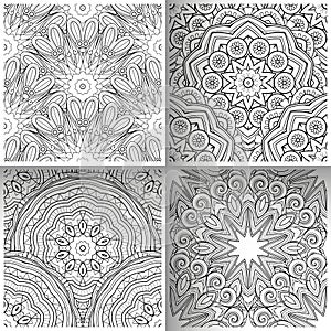 Vector Set of Seamless Pattern For Your Design. Printable Coloring Pages.