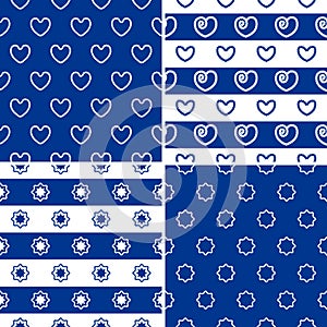 Vector set of seamless rope ornament in marine style