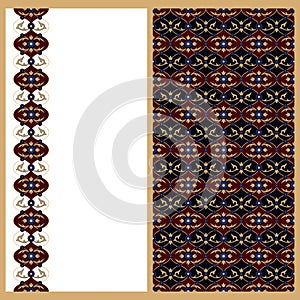 Vector set with seamless vector arabic pattern and a card with the same arabic lineal decoration