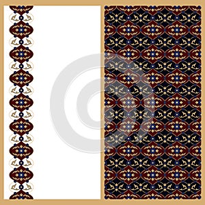 Vector set with seamless vector arabic pattern and a card with the same arabic lineal decoration photo