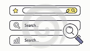 Search bar interface elements, website navigation and UI design vector design Generative AI