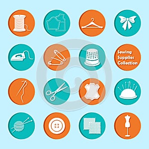 Vector set of sewing equipment icons