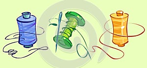 Vector set of sewing tools for a variety of uses