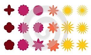 Vector set of shape elements with sharp and round edges in different colors.