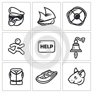 Vector Set of Shipwreck Icons.