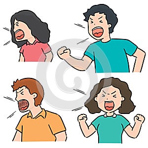 Vector set of shouting people