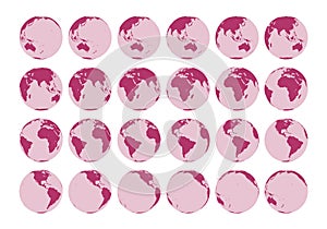 Vector set showing detailed side views of the rotation of the Earth in one hour. Equator view