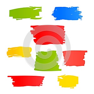 Vector set of simple bright brush strokes