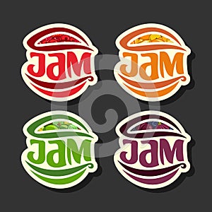 Vector Set simple Fruits Jam Labels