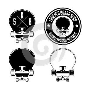 Vector set of skateboarding labels.