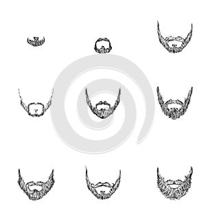 Vector Set of Sketch Beards