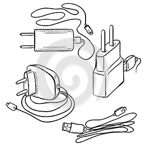Vector Set of Sketch Chargers for Mobile Phones