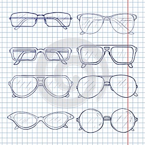 Vector Set of Sketch Glasses photo