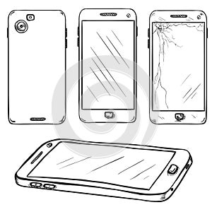 Vector Set of Sketch Smartphones