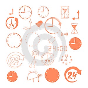 Vector set of sketch time icons