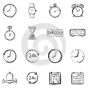 Vector Set of Sketch Time Icons