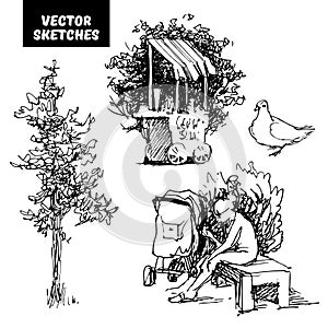 Vector set of sketches photo