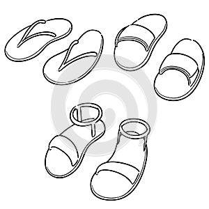 Vector set of slippers