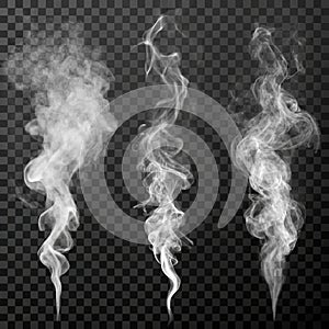 Vector set of smoke on an isolated transparent background photo