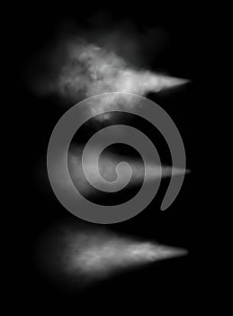 Vector set of smoke, steam or spray reallistic effects on black background photo