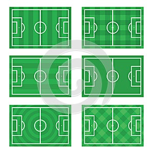 Vector set of Soccer, European football field in top view