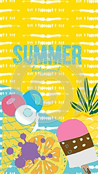 Vector set of social media stories templates. Summer bright tropical backgrounds photo