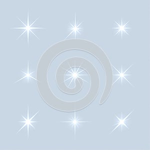 Vector set of sparkle lights stars